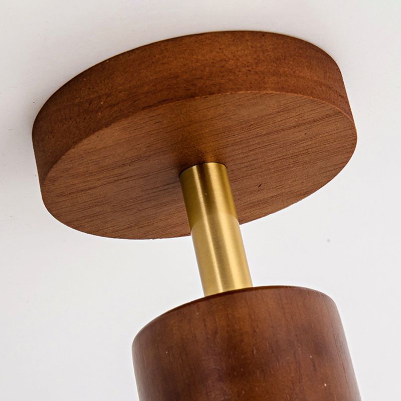 Bowl Shape Wood Flush Light Modern Style 1 Light Flush Mount Ceiling Lights
