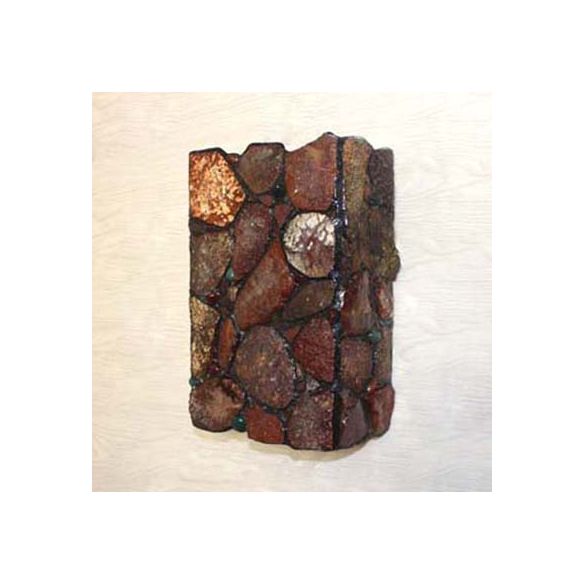 Rectangle Wall Sconce Light Rustic Stone Shade 2 Lights Wall Mount Light in Red for Outdoor