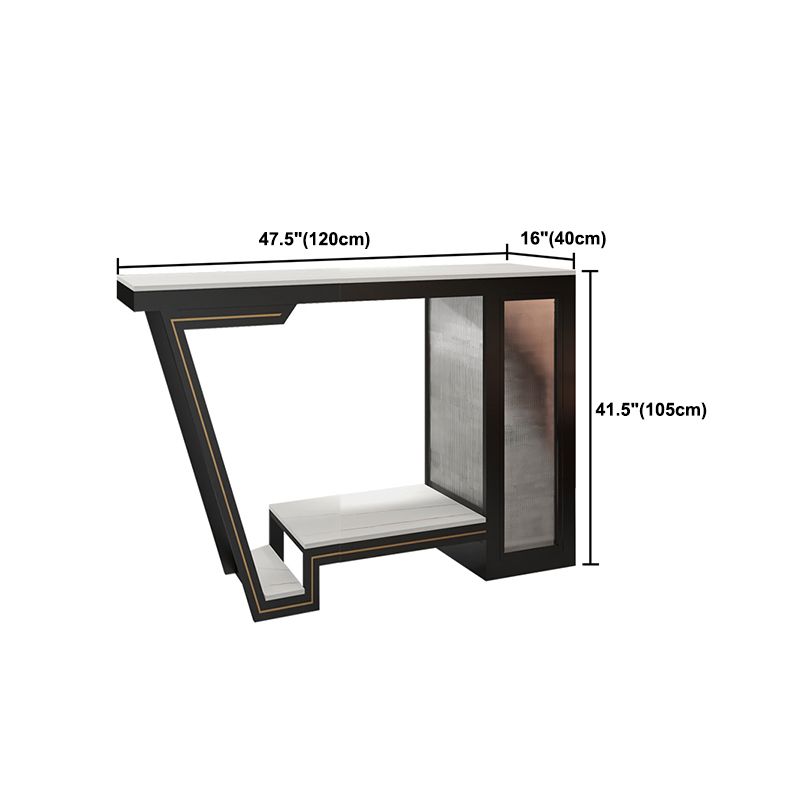 Industrial Bistro Table with Storage White Stone Top Bar Table for Home