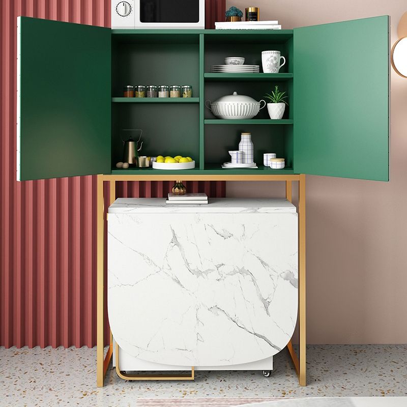 Mesa de comedor de piedra sinterizada de 59 '' de ancho Mesa Oval plegable moderna con base de caballete