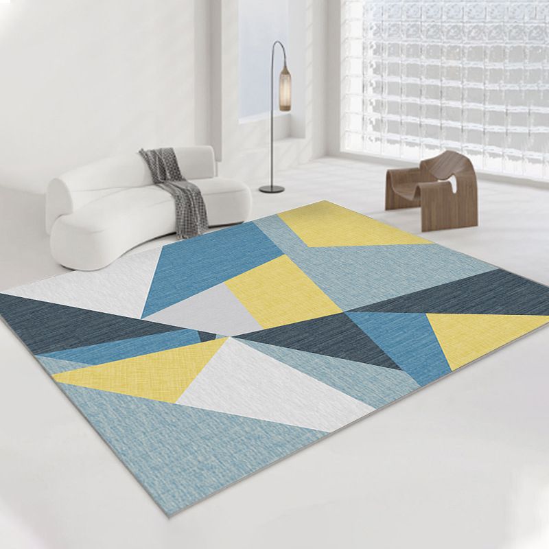 Modern Gray Rug Polyester Geometric Rug Washable Rug for Home Decor