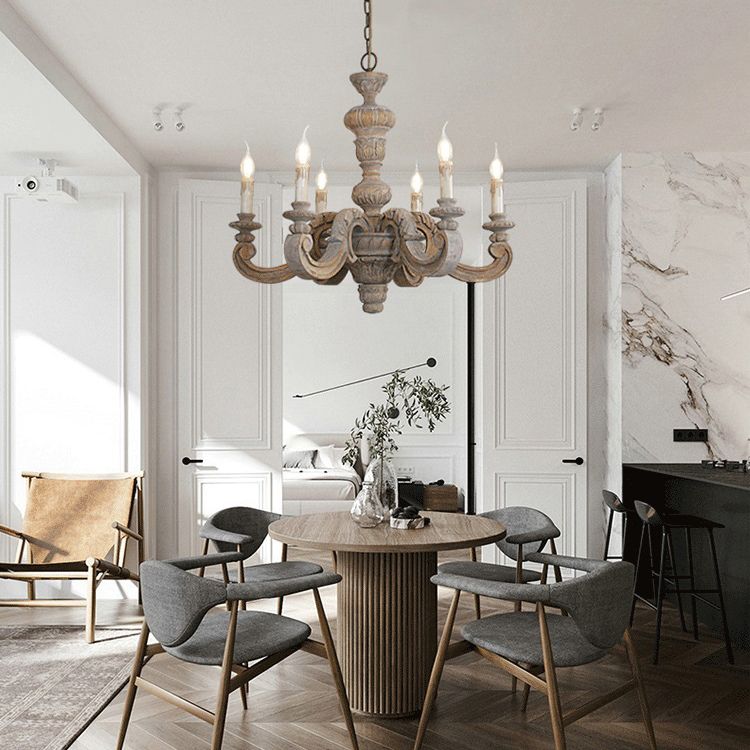 Massivholzkandelabra Kronleuchter Vintage Country Style Parlour Anhänger Licht