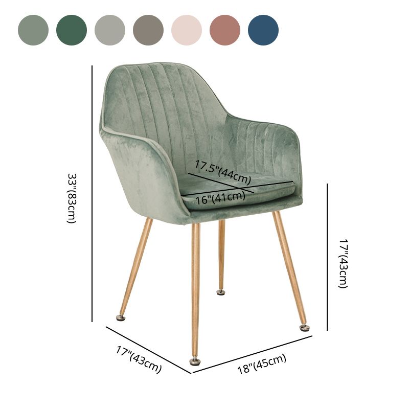 Scandinavian Style Upholstered Side Chairs Solid Back Arm Dining Chairs for Home Use