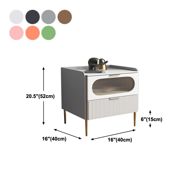 Modern Drawer Storage Accent Table Nightstand Stone Top 2-Drawer Legs Included Nightstand