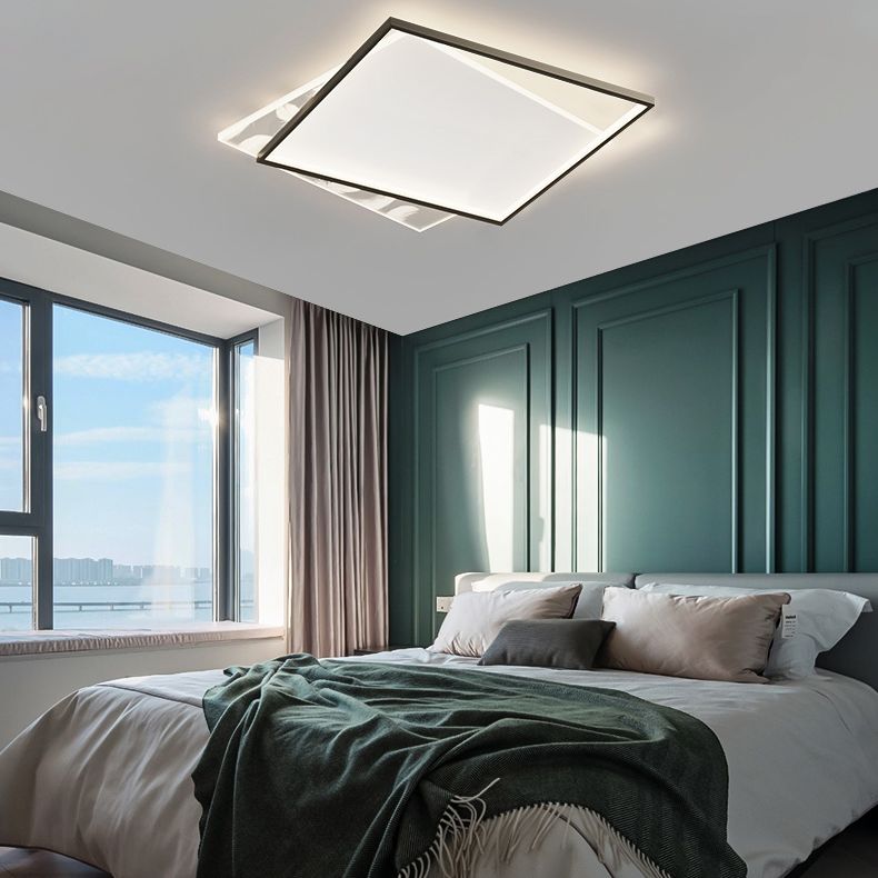 Modern Romantic Feather LED Ceiling Light Geometric Wrought Iron Ceiling Fixture for Bedroom