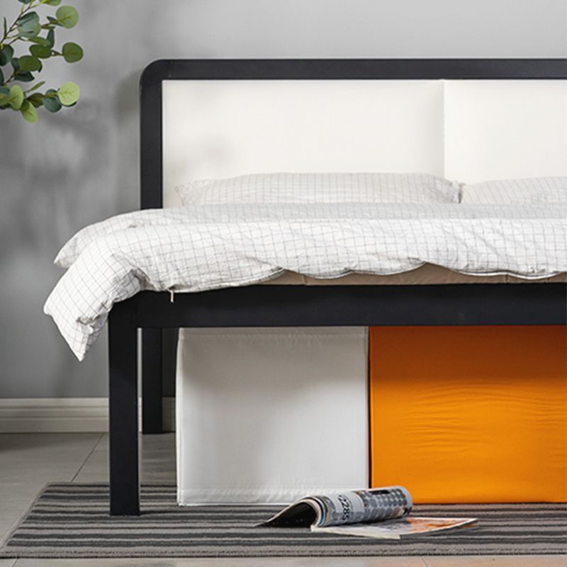 Slat Bed 36.61"H Adjustable Height with Open-Frame Upholstered Headboard