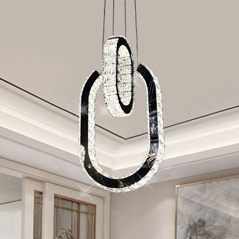 LED de lámpara de lámpara de lámpara de forma ovalada LED Minimalista Kit de lámpara colgante en negro