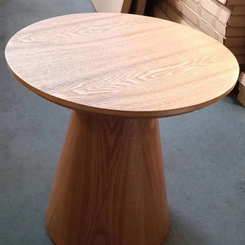 Contemporary Wood Side Table Pedestal Round Living Room Table