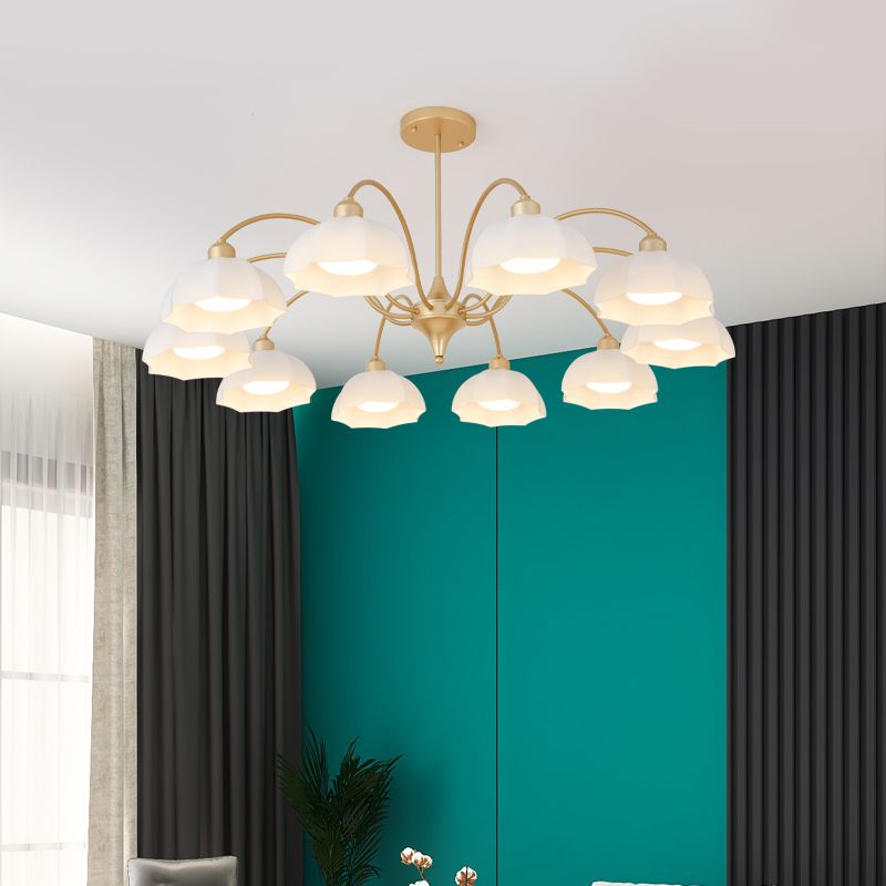 Glass Floriated Pendant Light in Modern Creative Style Lacquered Iron Chandelier for Dining Room