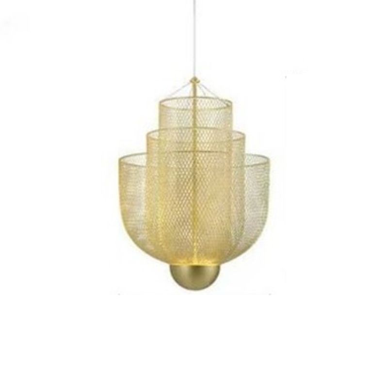 3-stufige minimalistische Käfighängung hängend, goldene Metallhängelampe für das Restaurant