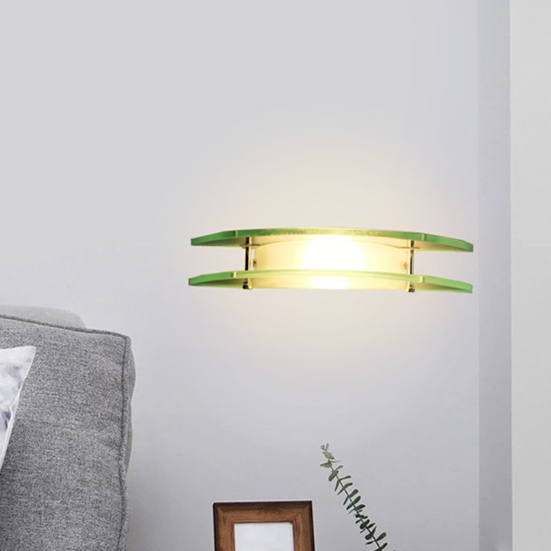 Designer Dual Arc Shape Sconce Light Glass Glass 1-Light Bedside Placable Mur Mount Mount