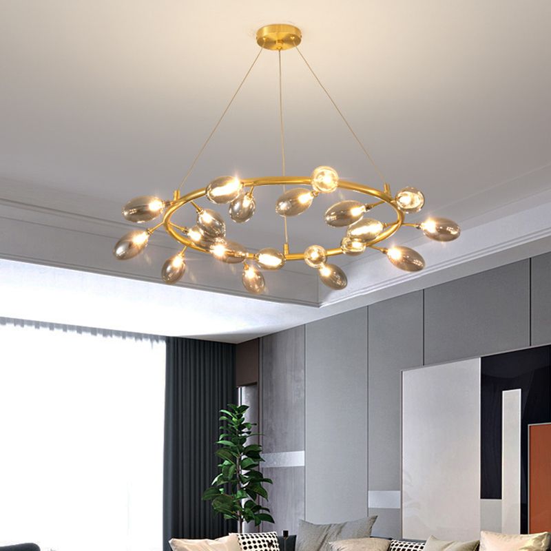 Metal Garland Chandelier Light Fixture Post Modern 20 Bulbs Gold LED Ceiling Pendant Lamp