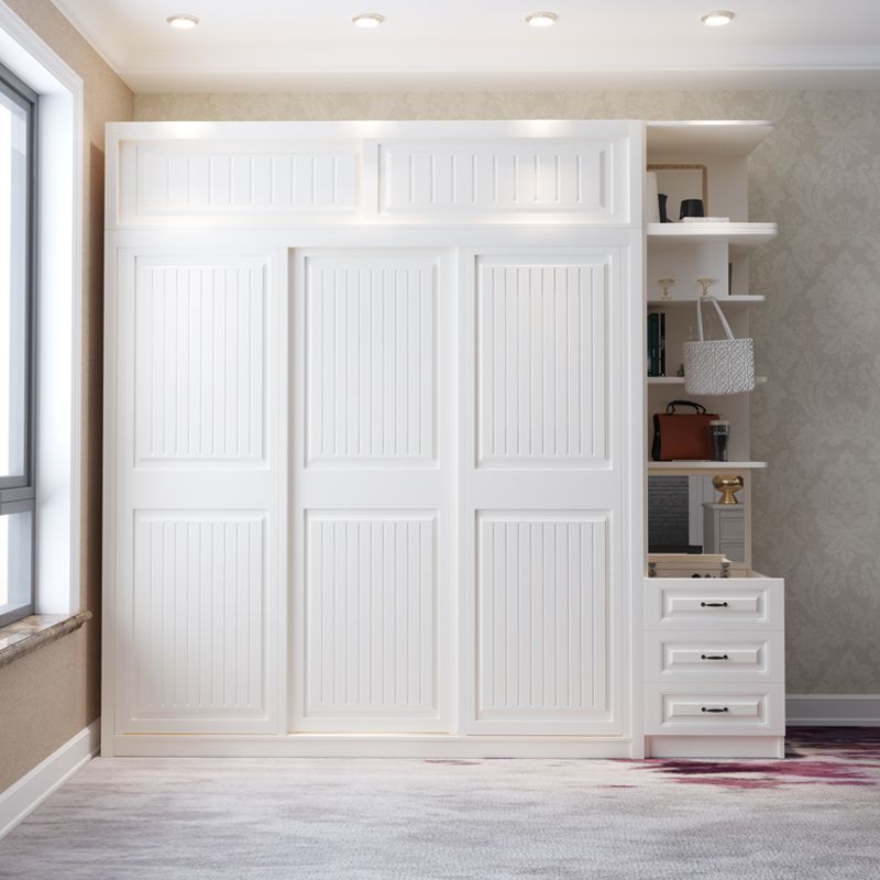 White Engineered Wood Wardrobe Cabinet Modern Wardrobe Armoire