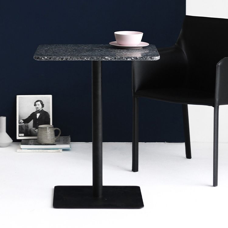 Metal Industrial Square Dining Table Concrete Top Table with Pedestal Base
