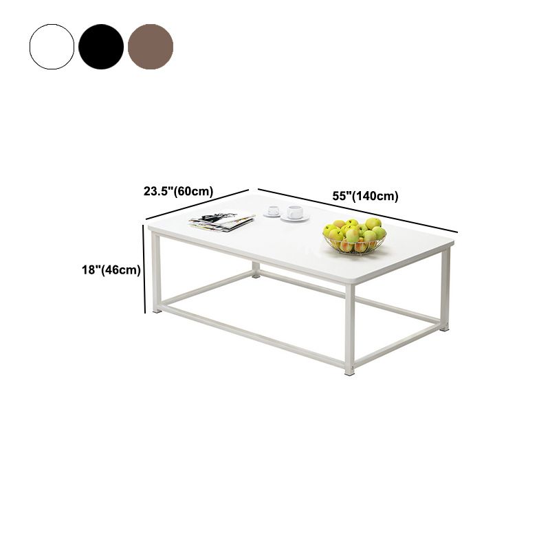 Contemporary Rectangle Coffee Table with Iron Frame Base and Wooden Top