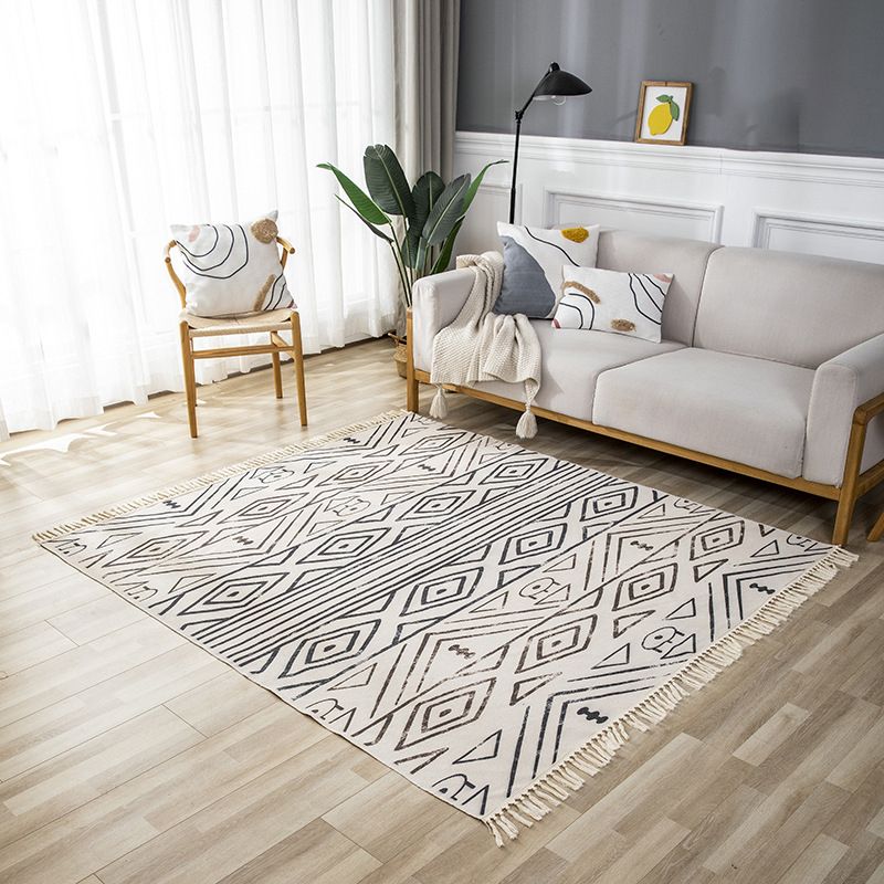Tapis de salon beige Bohemian Americana Print Rug Polyester Not Slip Area Tapet