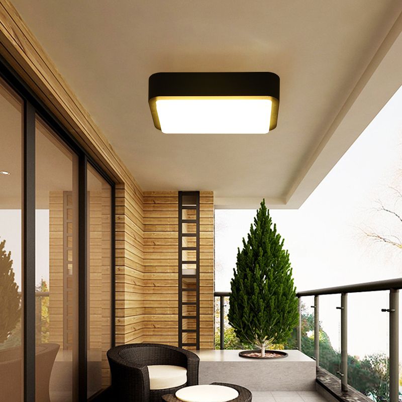 Lámpara de techo de estilo tradicional, pantalla acrílica, luz de montaje empotrado impermeable para balcón