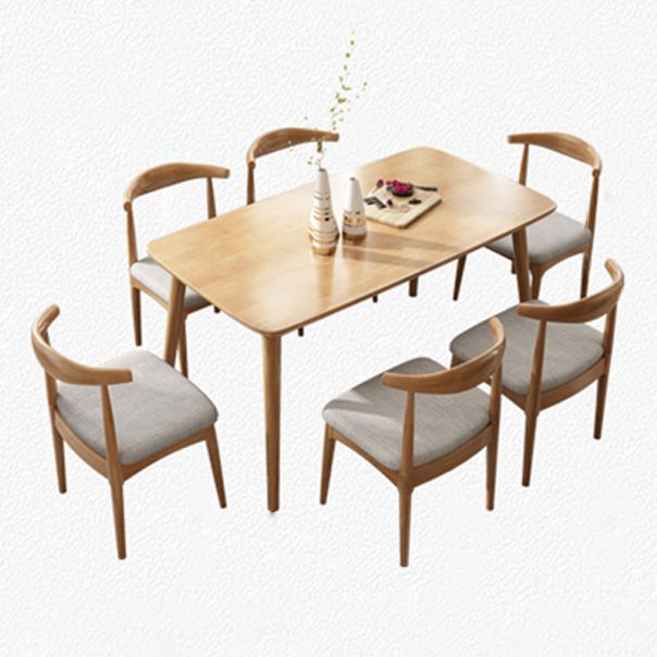 Modern Rubber Wood Table for Restaurant Rectangle Dining Table with 4 Legs