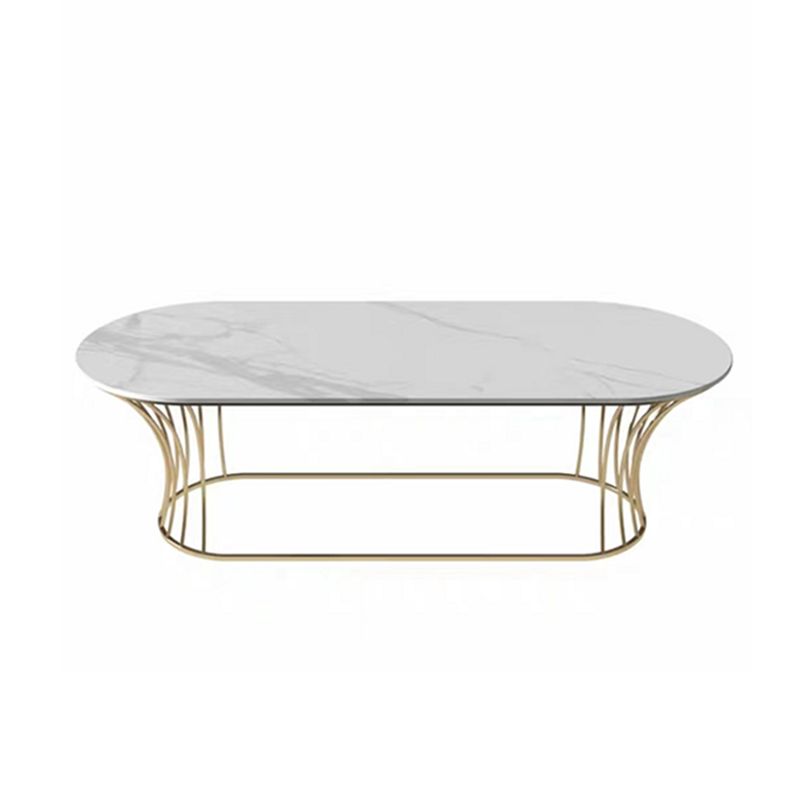 Frame Base Coffee Table Modernism Elliptical Stone Cocktail Table