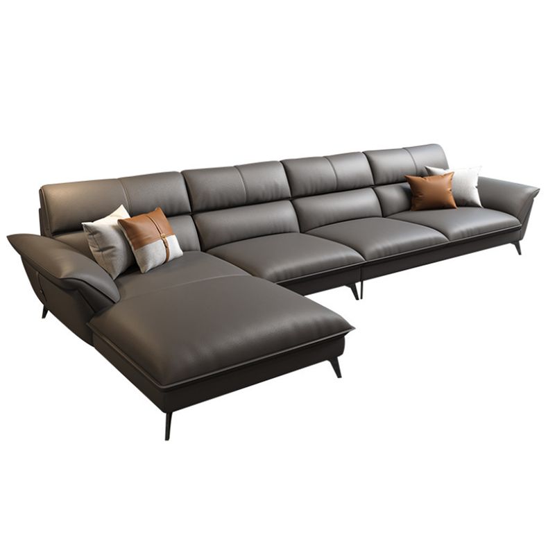 Modern Cushions Flared Arm Living Room Faux Leather Stationary Seating