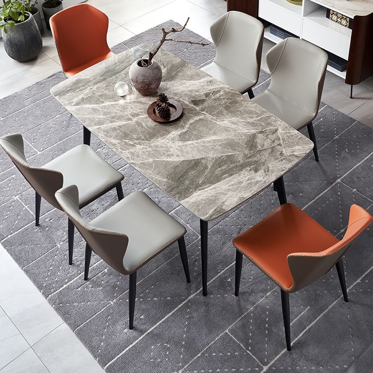 Metal Modern Rectangle Dining Table Sintered Stone Dining Table for Kitchen and Dining Room