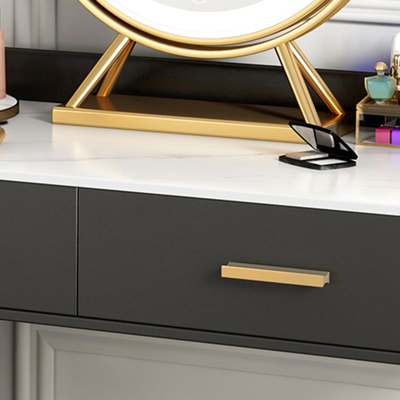 Black/White Make-up Vanity Luxurious Stone Top Dressing Table