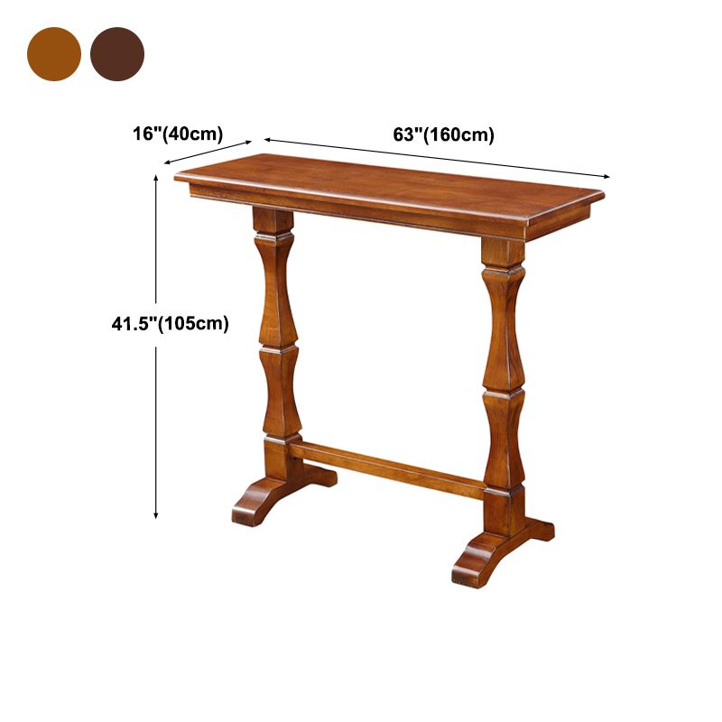 Modern Brown Wood Counter Table with Rectangle Table Top Trestle Table - 42" H