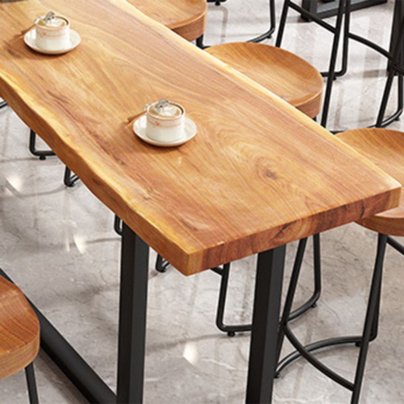 Industrial Rectangle Pub Table Set 1/4/7 Pieces Wooden Counter Table with Backless Stools