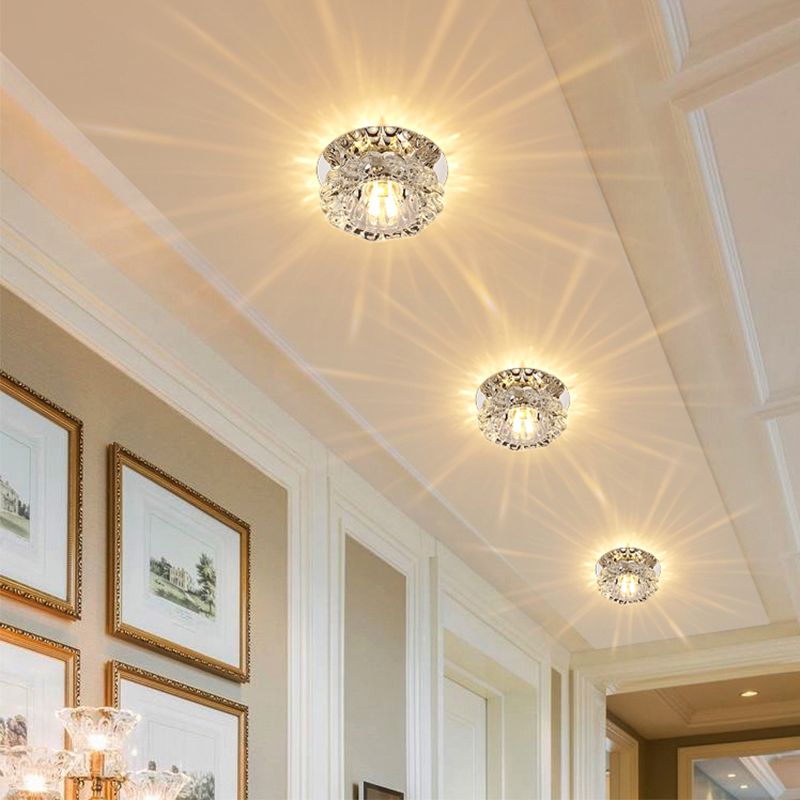 Minimalistische Floral Flush Light Befestigung Klarglas Flur LED Deckenleuchte in Edelstahl