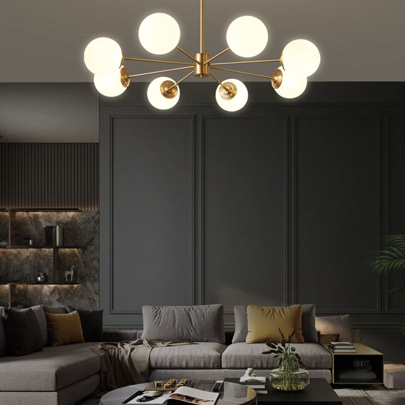 Noordse koperen kroonluchter globe multi -light kroonluchter hanger met glas voor woonkamer