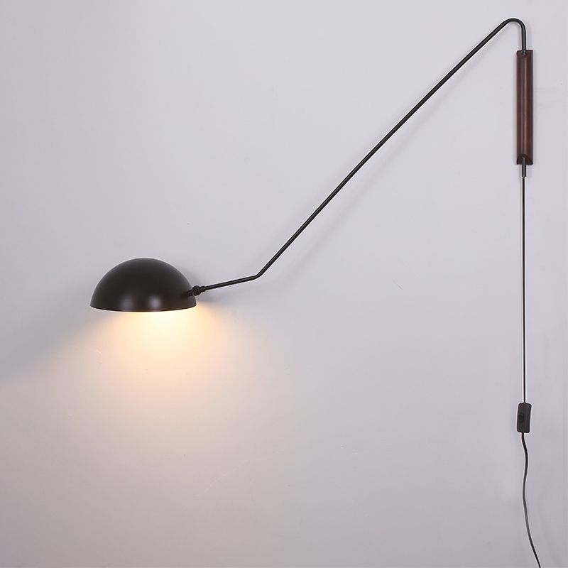 Post-modern Style Angle Adjustable Wall Light Metal Bowl Shade Bedroom Bedside Light with Independent Switch