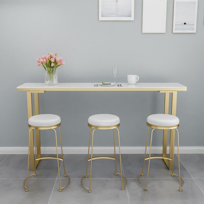 Glam Bar Height Table Faux Marble Top Bistro Table with Sled Base