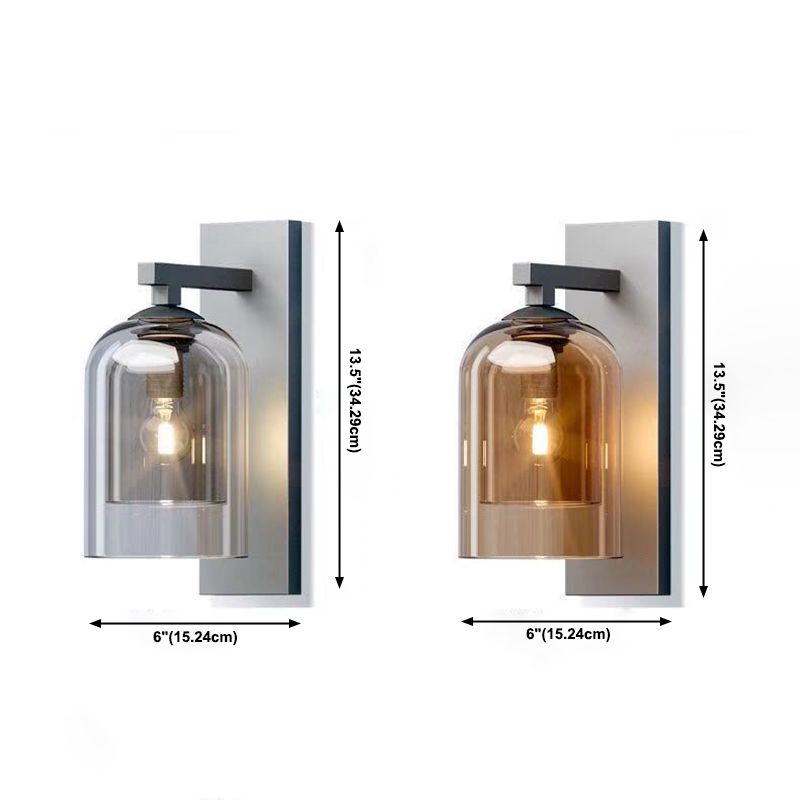 Lampada a parete di ferro da parete a campana di lusso moderna con doppia tonalità di vetro