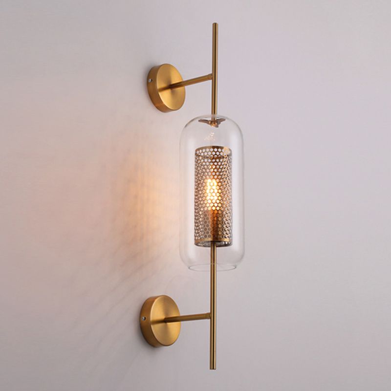 Industrial Style Armed Shape Wall Lamp Glass 1 Light Wall Sconce for Living Room