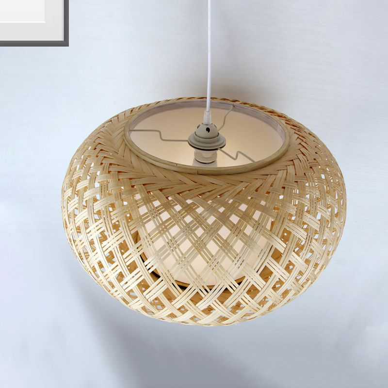 1 bulbo de techo de techo lámpara de madera asiática lámpara con sombra de bambú de linterna