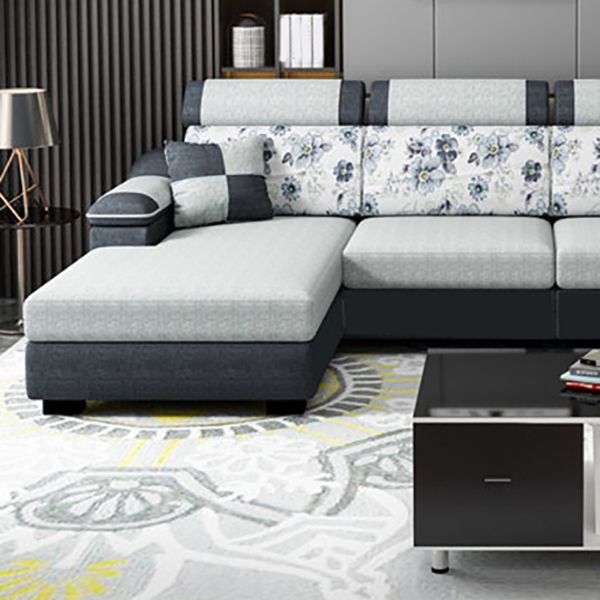 Modern Linen Sectional Sofa Pillow Top Arm Sectional for Living Room