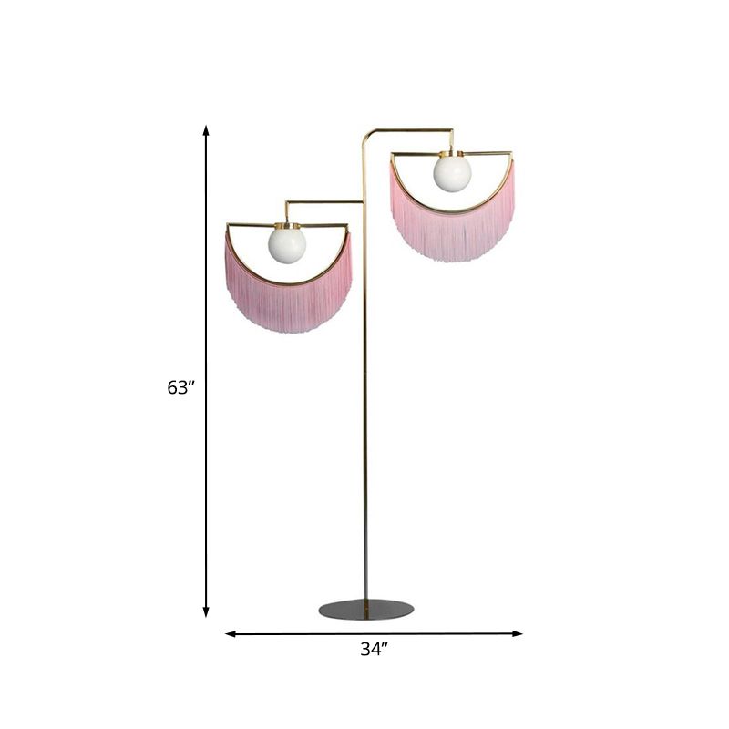 Sole rosa e luna Lettura Luce da pavimento Simplicità 2 lampadina in metallo lampada per camera da letto