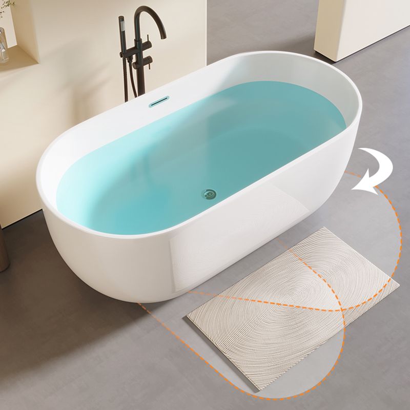 Modern Acrylic-Fiberglass Oval Bathtub Freestanding Soaking Bathtub with Center Drain