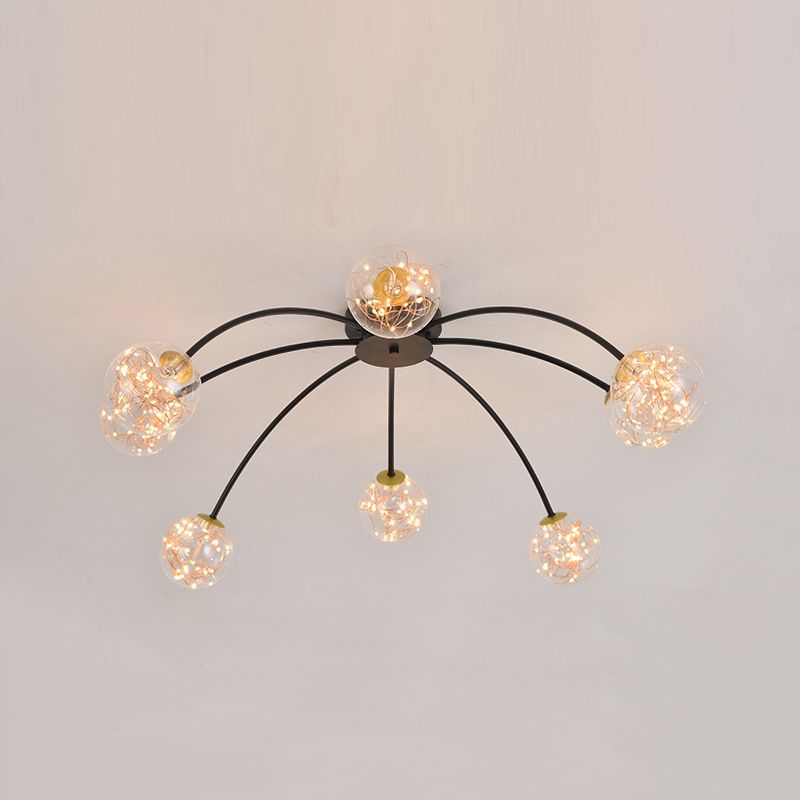 Lámpara de techo redondo de vidrio lámpara de montaje semi rasciquete led simple