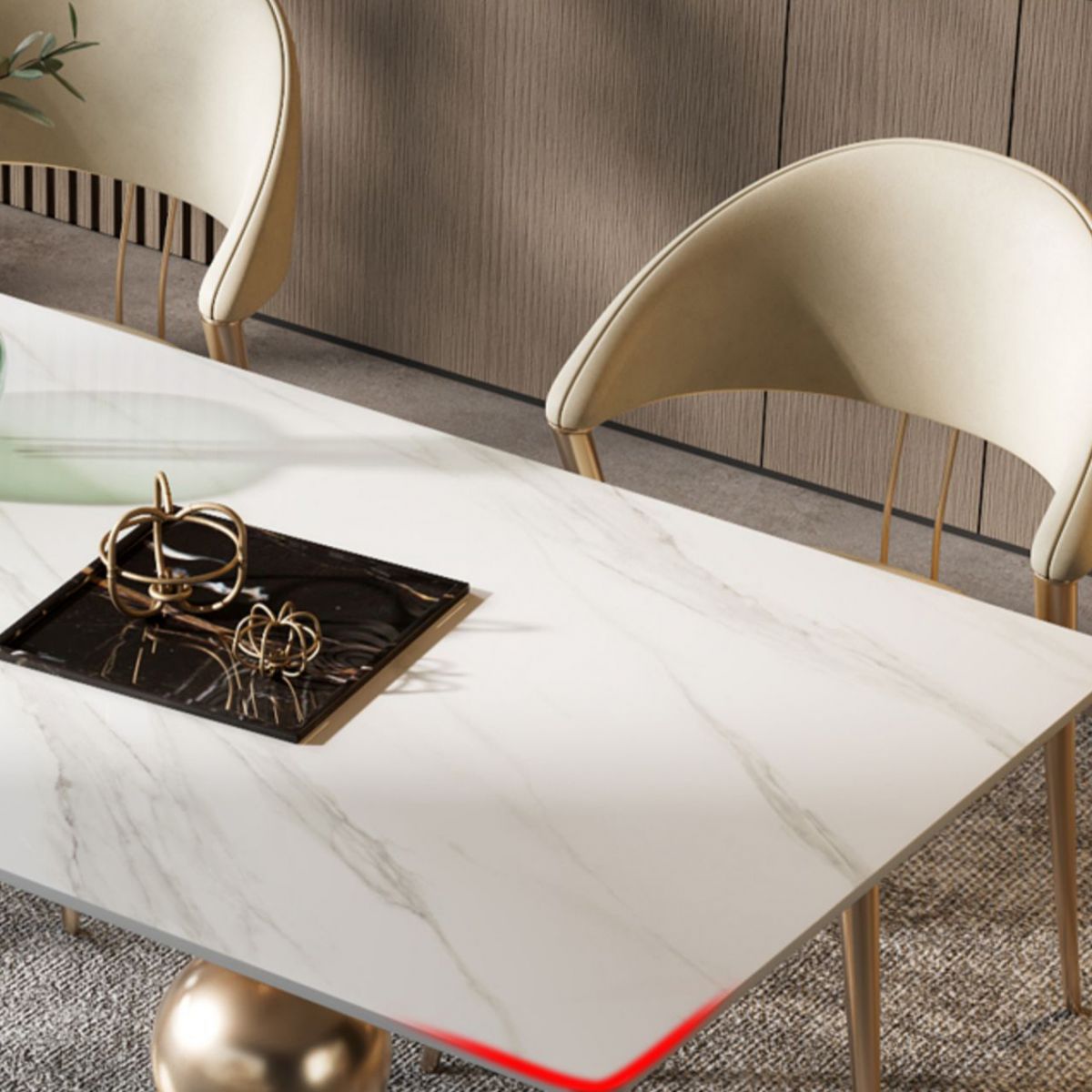 1/4/5/6/7 Pieces Dining Chairs Set  Sintered Stone Dining Table Set Rectangle Table