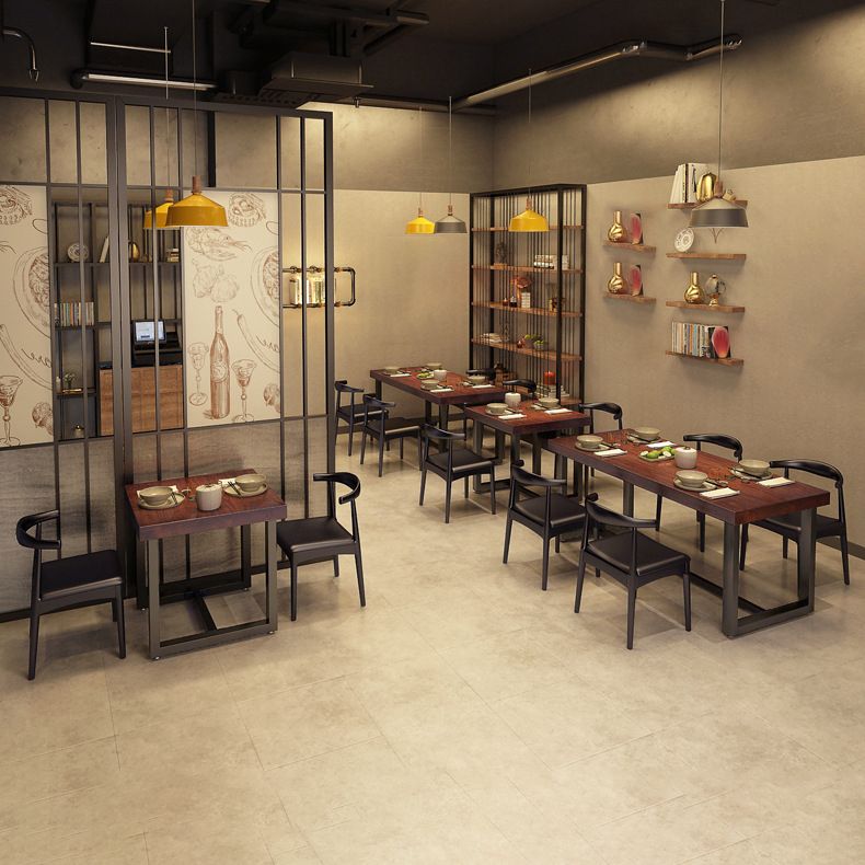 Industrial Dinning Table with Wood Rectangle Dining Table for Kitchen