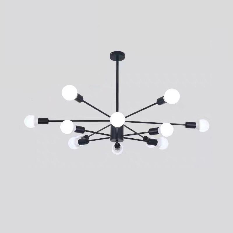 Modern Metal Bare Bulb Chandelier Light Fixtures Cafe Restaurant Hanging Chandelier