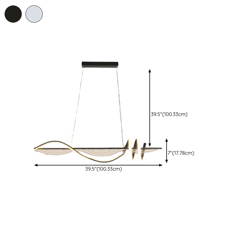 Strip Shape Island Lamp LED Island Hanging Lamp with Silica Gel Shade for Dining Room