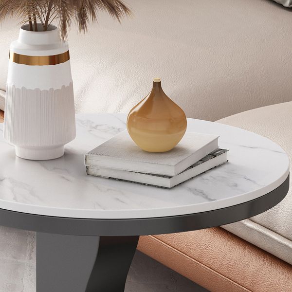Stone & Iron End Table Dia 19.69" High Round Sofa Side Accent Table