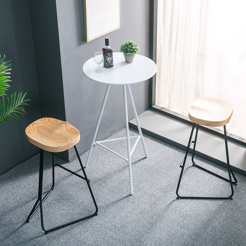 Industrial Style Iron Bar Table 23.6" Round Top Indoor Table with 3 Legs