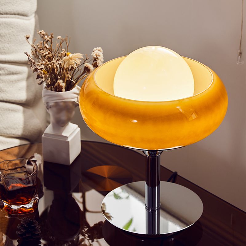 1 lampada da tavolo sfera leggera lampada da comodino in vetro contemporaneo in giallo