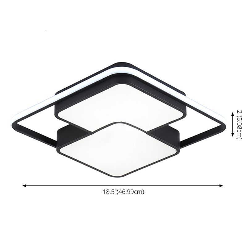Quadrilateral Shape Flush Ceiling Light Fixture Modern Minimalist Style Acrylic Flush Light