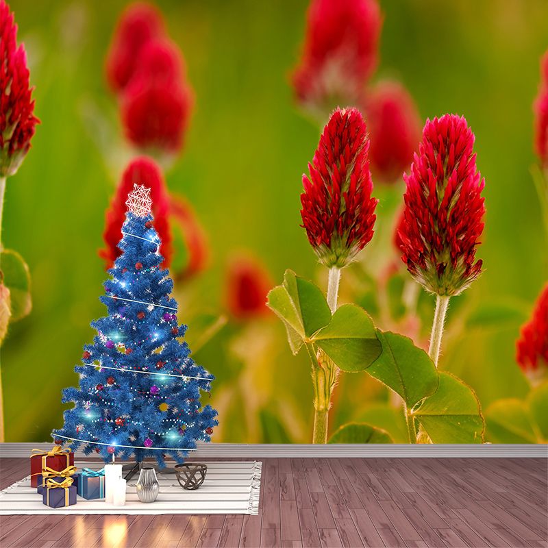 Customized Moisture Resistant Mural Wallpaper Decal Rose Clover Wall Decor