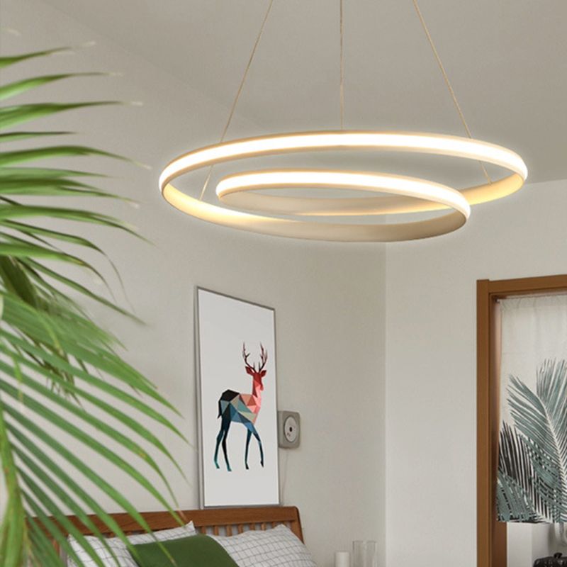 Modern Simplicity LED Hanging Lamp Lacquered Aluminium Linear Chandelier with Silicone Shade