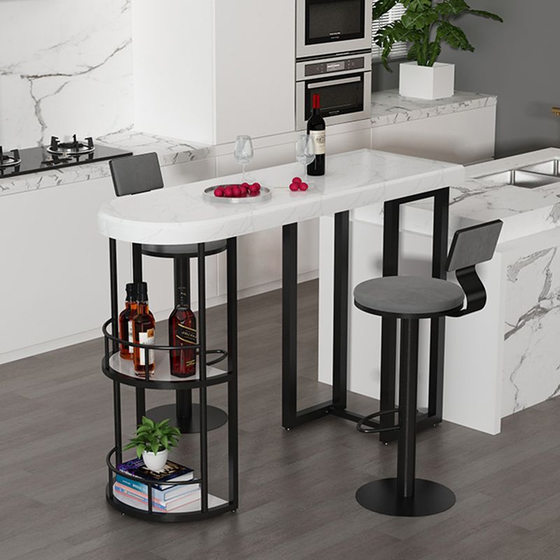 Contemporary Counter Height Pub Set 1/3/5 Pcs Bar Table and Stools with Metal Frame